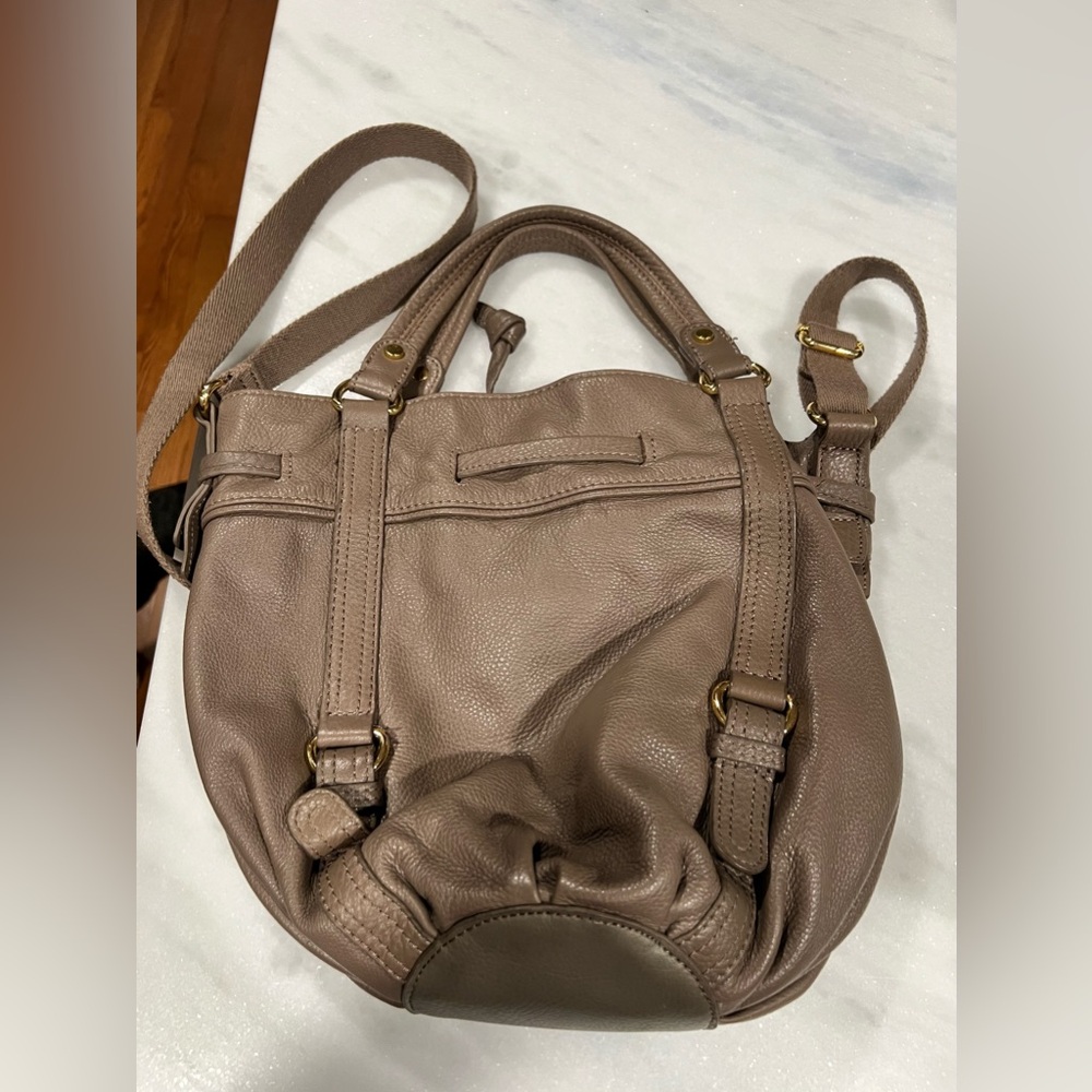 The Sak Gray/Taupe Leather Cinch Crossbody Bag - Picture 9 of 15